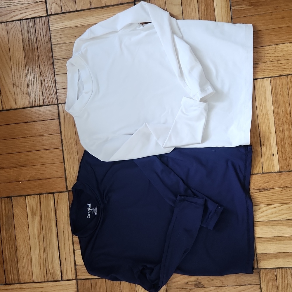 TWO Cat and Jack swim top rashguards sz 6-7